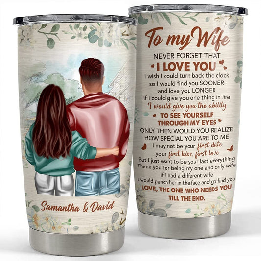 Personalized Couple Tumbler To Wife Flowers Best Gift From Husband