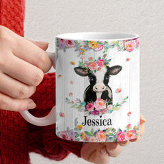 Personalized Cow And Flowers Mug
