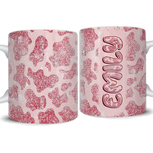 Personalized Cowhide Mug Pink Customize With Name