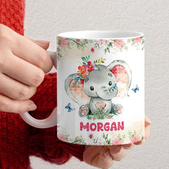 Personalized Cute Elephant Mug Customize Name Chocolate Mug