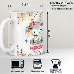 Personalized Cute Elephant Mug Customize Name Chocolate Mug