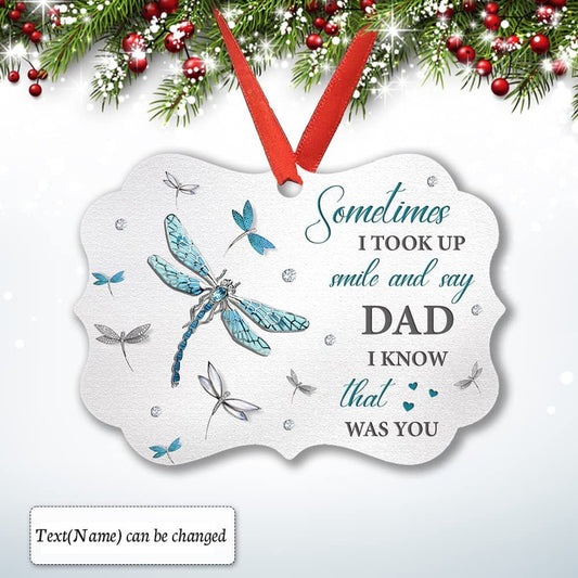 Personalized Dad Memorial Dragonfly Ornament Jewelry Style