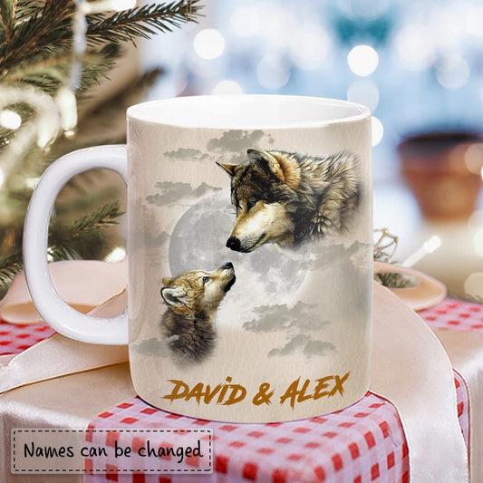Personalized Dad Mug Wolf Father And Son