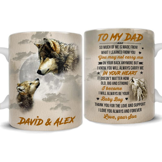Personalized Dad Mug Wolf Father And Son