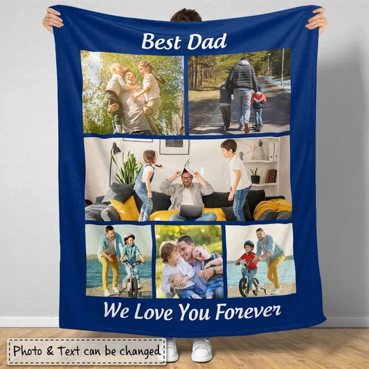 Personalized Dad Photo Blanket Best Dad