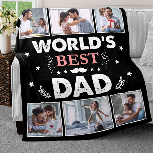 Personalized Dad Photo Blanket World's Best Dad