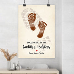 Personalized Dad Poster With Footprint Art