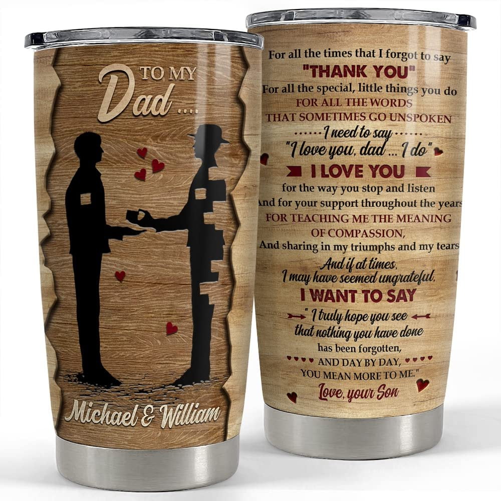 Personalized Dad Tumbler From Son Wood Style Father Day Gift