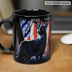 Personalized Deer Mug For Hunting Lover American Flag