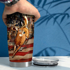 Personalized Deer Tumbler With Customize Name American Flag