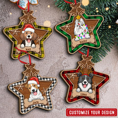 Personalized Dog Christmas Star Wood Personalized Ornament