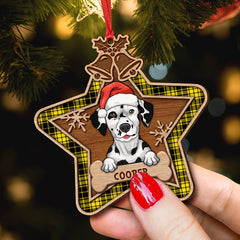 Personalized Dog Christmas Star Wood Personalized Ornament