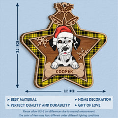 Personalized Dog Christmas Star Wood Personalized Ornament