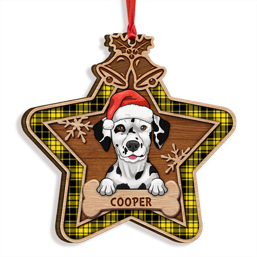 Personalized Dog Christmas Star Wood Personalized Ornament