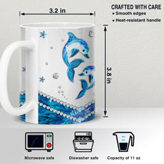 Personalized Dolphin Mug Gem Drawing