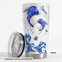 Personalized Dolphin Tumbler Crystal Drawing Style