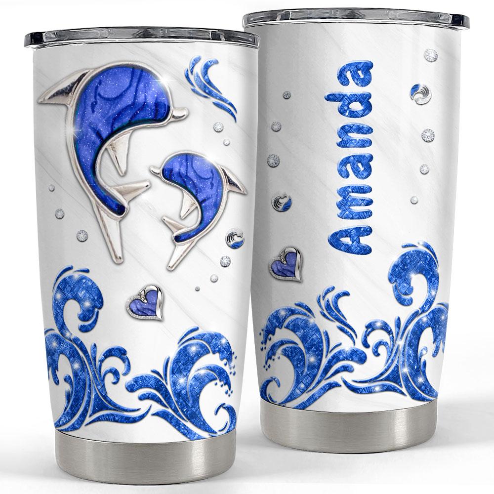 Personalized Dolphin Tumbler Crystal Drawing Style