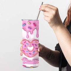 Personalized Donut Skinny Tumbler For Kids Women Girls