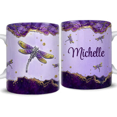Personalized Dragonfly Mug Customize Name Marble Drawing