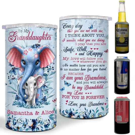 Personalized Elephant Can Cooler Granddaughter And Grandma For Nana