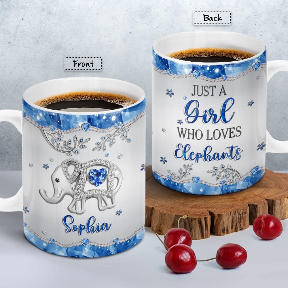 Personalized Elephant Mug Just A Girl Who Loves Elephants