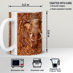 Personalized Elephant Mug Wood Drawing Style