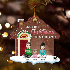 Personalized Family of Three Christmas Ornament