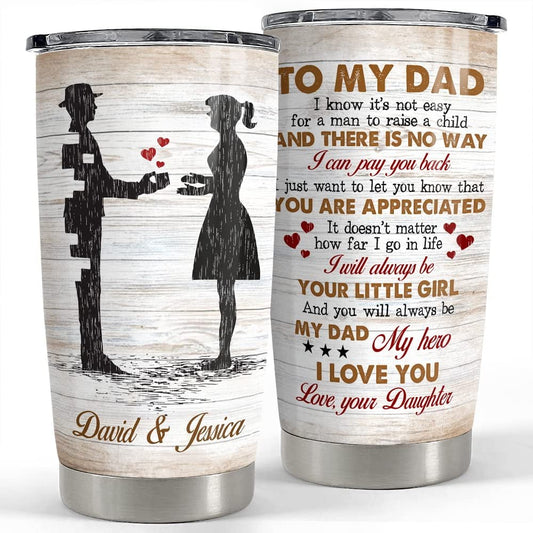 Personalized Father And Daughter Tumbler Wood Style Father's Day Gift