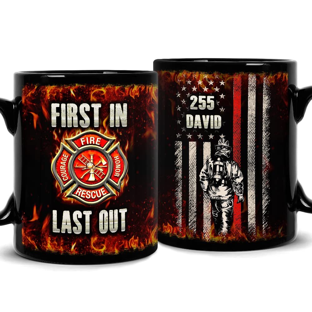 Personalized Firefighter Mug American Flag With Custom Name