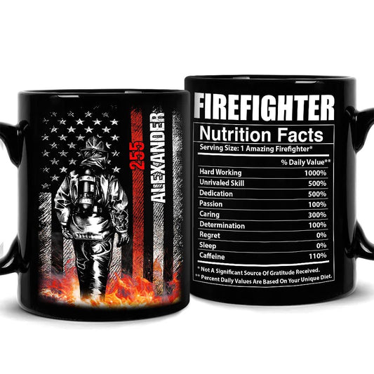 Personalized Firefighter Mug Firefighter Nutrition Facts