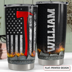 Personalized Firefighter Tumbler American Flag With Custom Name
