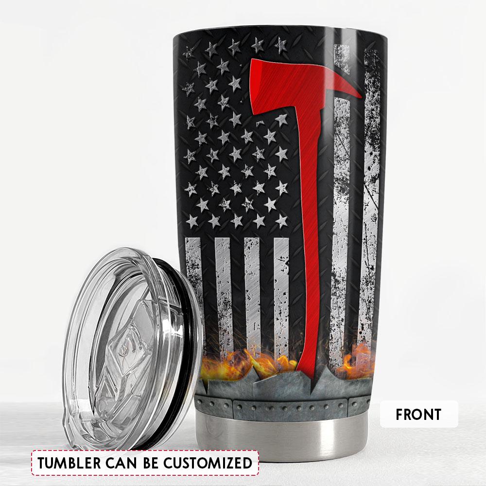 Personalized Firefighter Tumbler American Flag With Custom Name
