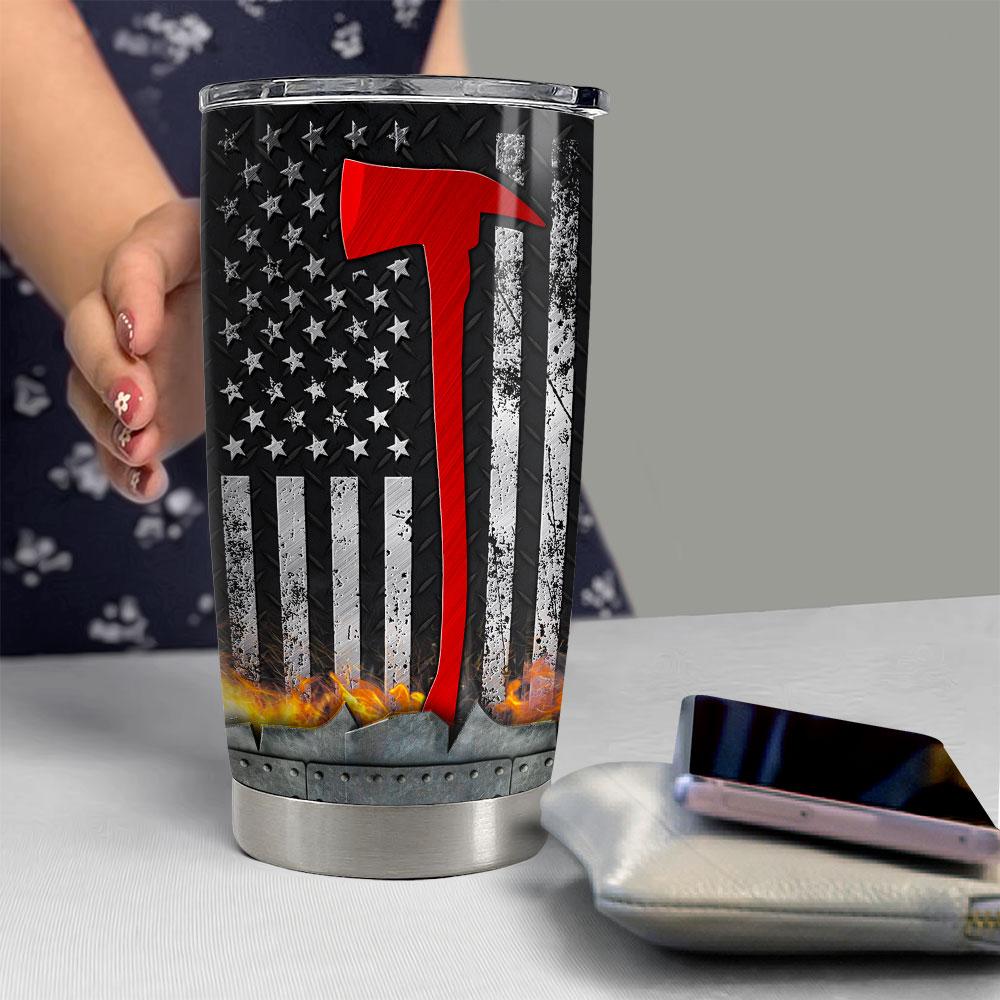 Personalized Firefighter Tumbler American Flag With Custom Name