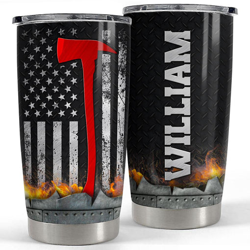 Personalized Firefighter Tumbler American Flag With Custom Name