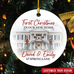 Personalized First Christmas In New Home Custom Photo House Ornament