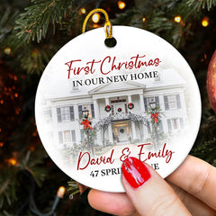 Personalized First Christmas In New Home Custom Photo House Ornament