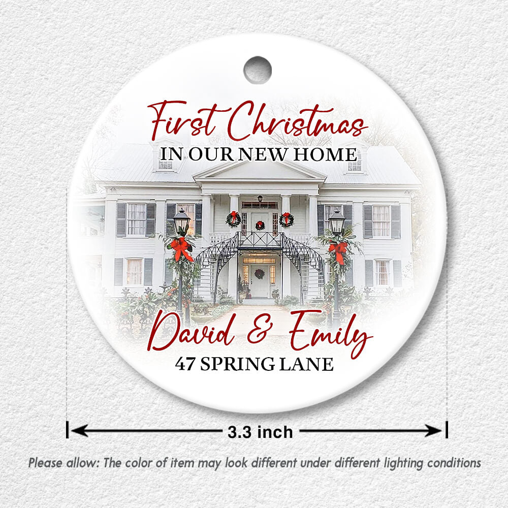 Personalized First Christmas In New Home Custom Photo House Ornament