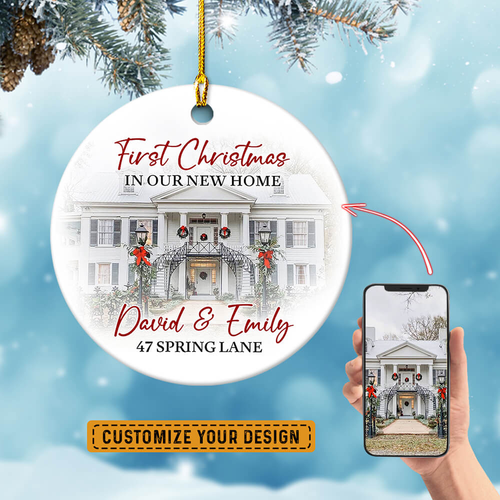 Personalized First Christmas In New Home Custom Photo House Ornament
