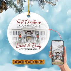 Personalized First Christmas In New Home Custom Photo House Ornament