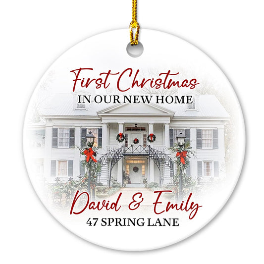 Personalized First Christmas In New Home Custom Photo House Ornament