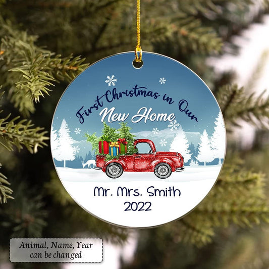 Personalized First Christmas Ornament In Our New Home Red Truck
