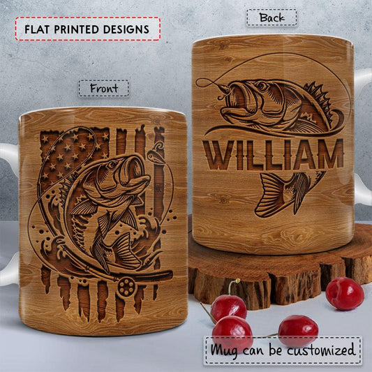 Personalized Fishing Mug Engraved Style With Customize Name