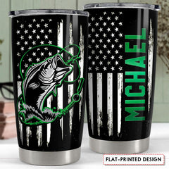 Personalized Fishing Tumbler US Flag With Customize Name