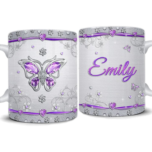 Personalized Gem Butterfly Art Mug Jewelry Style