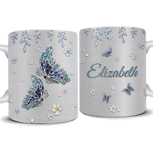 Personalized Gem Butterfly Mug Jewelry Style
