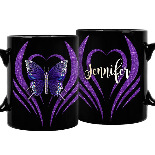 Personalized Glitter Butterfly Art Mug