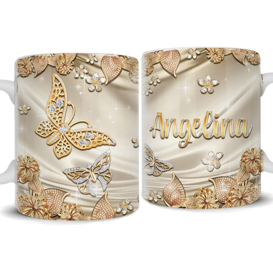 Personalized Golden Gem Butterfly Mug