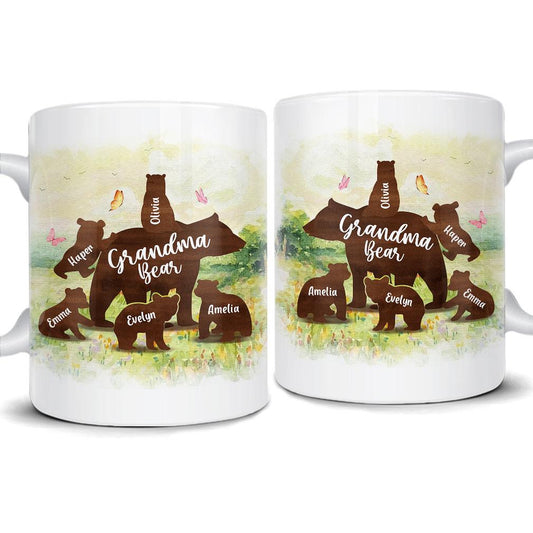 Personalized Grandma Bear Mug With Customize Number Child