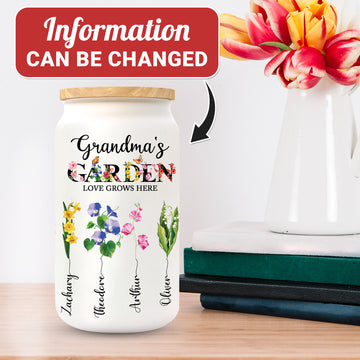 Personalized Grandma Frosted Bottle Grandma's Garden