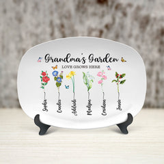 Personalized Grandma Platter Love Grows Here